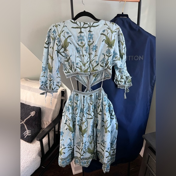 NWT Hannah Cora cut out blue floral linen mini dress - Picture 9 of 9